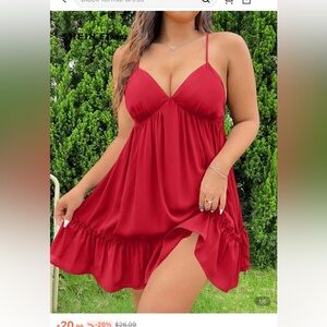 SHEIN Elegant Red Ruffled Dress